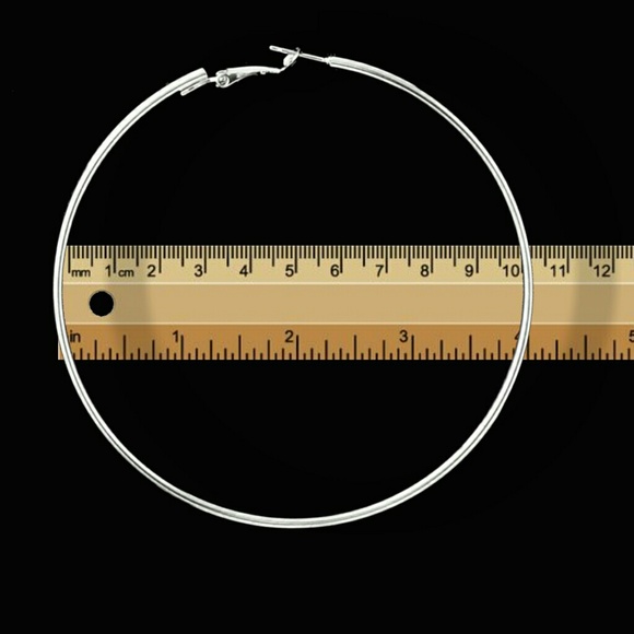 Oversized silver hoop earrings 4" - Picture 3 of 3